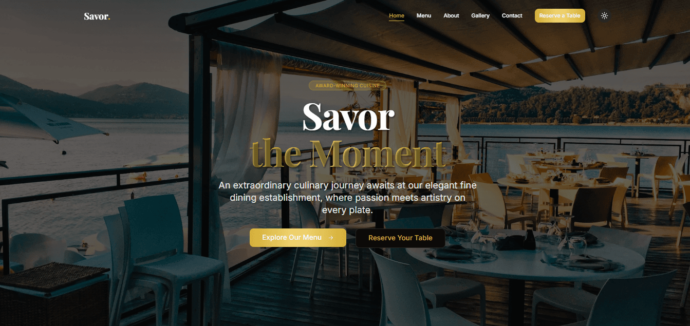 Sitio Web de Restaurante de Lujo